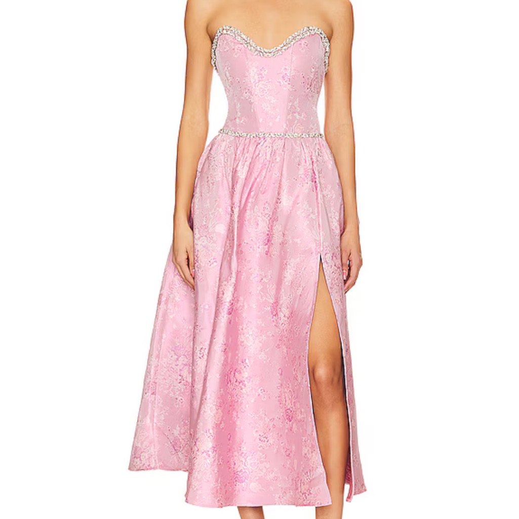 V. Chapman Strapless Pink Dress With Silver Accents